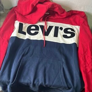 Levi's Red and Navy Colorblock Hoodie